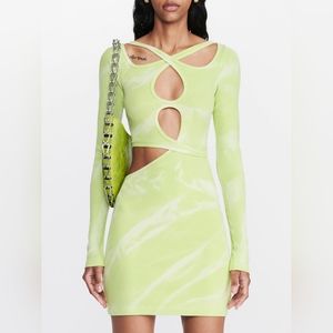 9. NWOT DION LEE INTERLINK MINI DRESS IN WASHED LIGHT ZEST